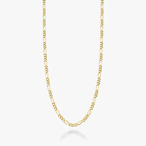 گردنبند زنجیر نقره 925 استرلینگ زنانه طرح فیگارو، با روکش طلا 18 عیار، ضخامت 2.3 میلی‌متر، برند میابلا ساخت ایتالیا